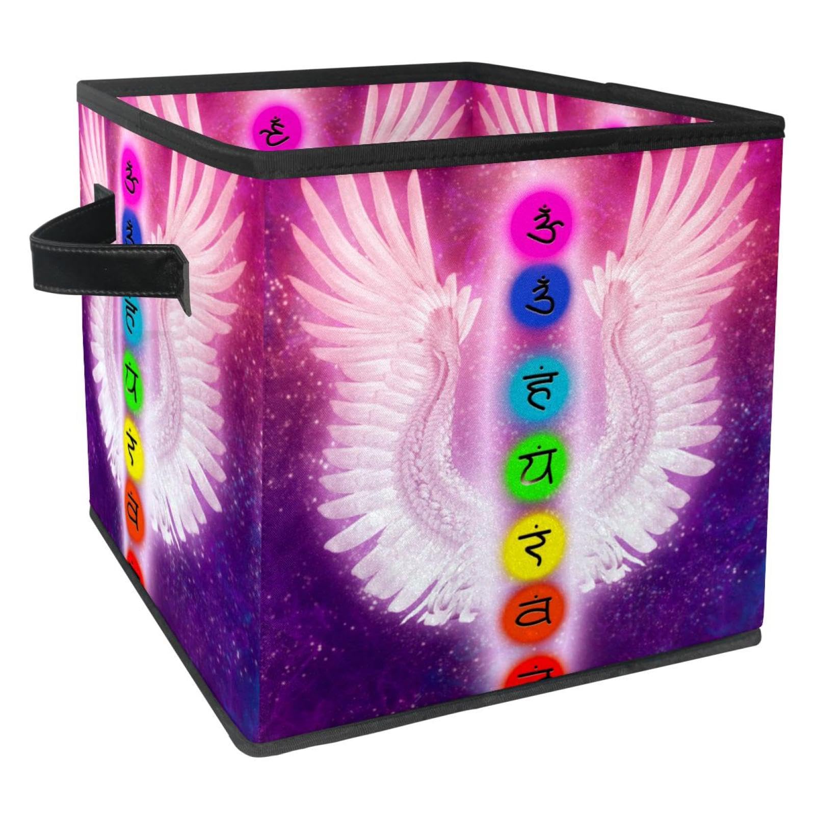 Boîte de rangement en tissu motifs ailes d'ange pour harmoniser les jouets de la chambre