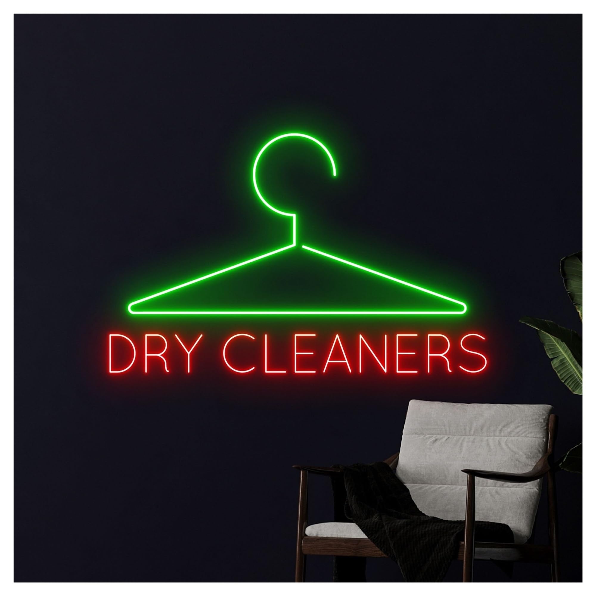 Decoración Lámparas Letrero De Neón Dry Cleaners Luz LED Regulable Para Colgar En Armario, Ideal Para Lavandería, Tienda De Ropa, Decoración De Pared 50cm