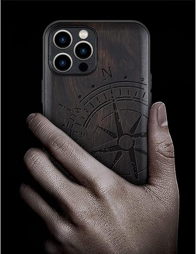 Miniatura 41 de Carveit Funda magnética de madera para iPhone 12 [madera natural y TPU suave negro] a prueba de golpes, funda de madera única y elegante compatible