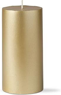 TAG Metallic Pillar Candle 3x6 Unscented Drip-Free Long Burning Hours for Home Decor Wedding Parties 3x6 Gold