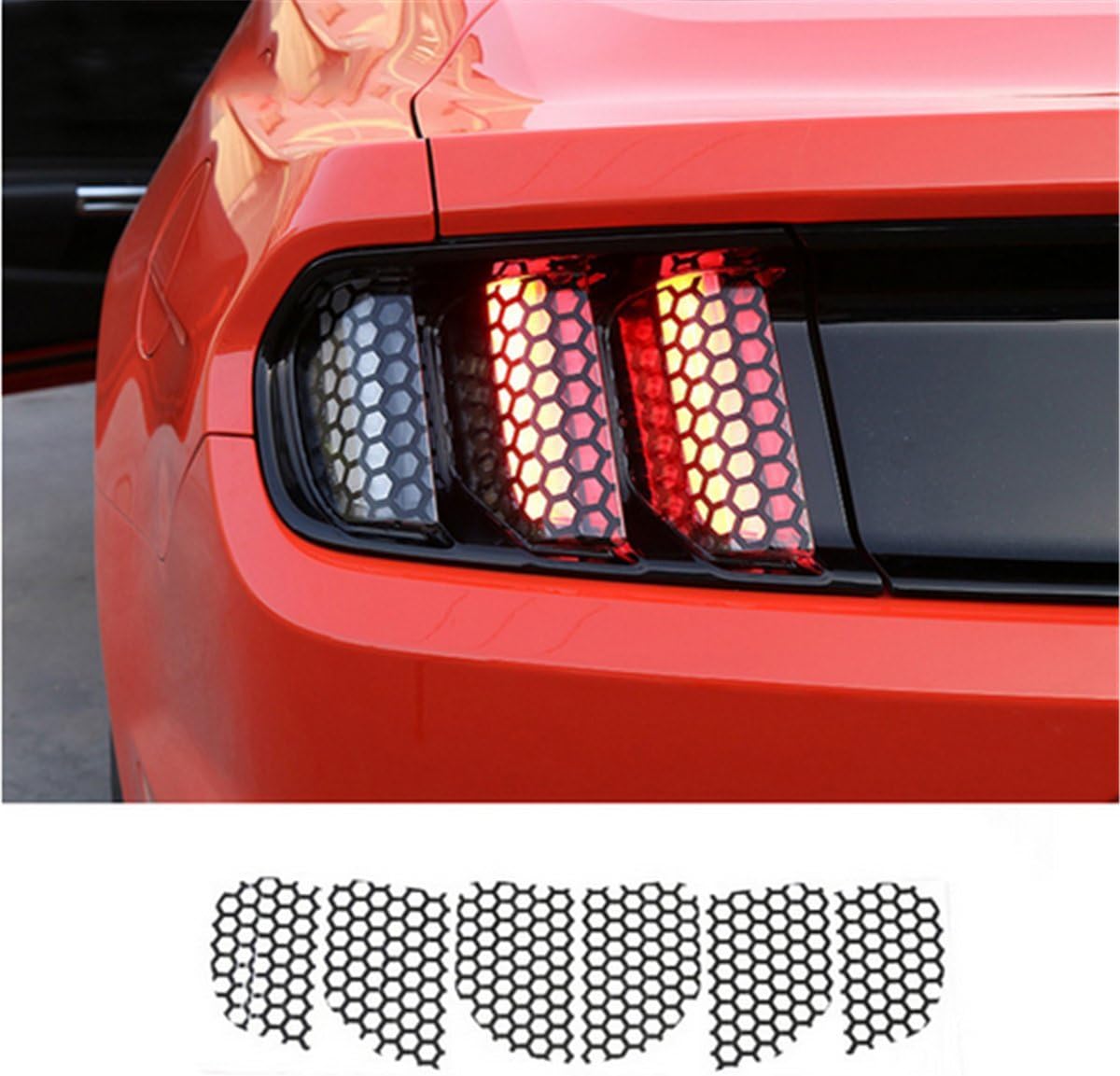 JDopption Car Exterior Accessories Rear Tail Light Lamp Honeycomb Stickers for Ford Mustang 2015 Up