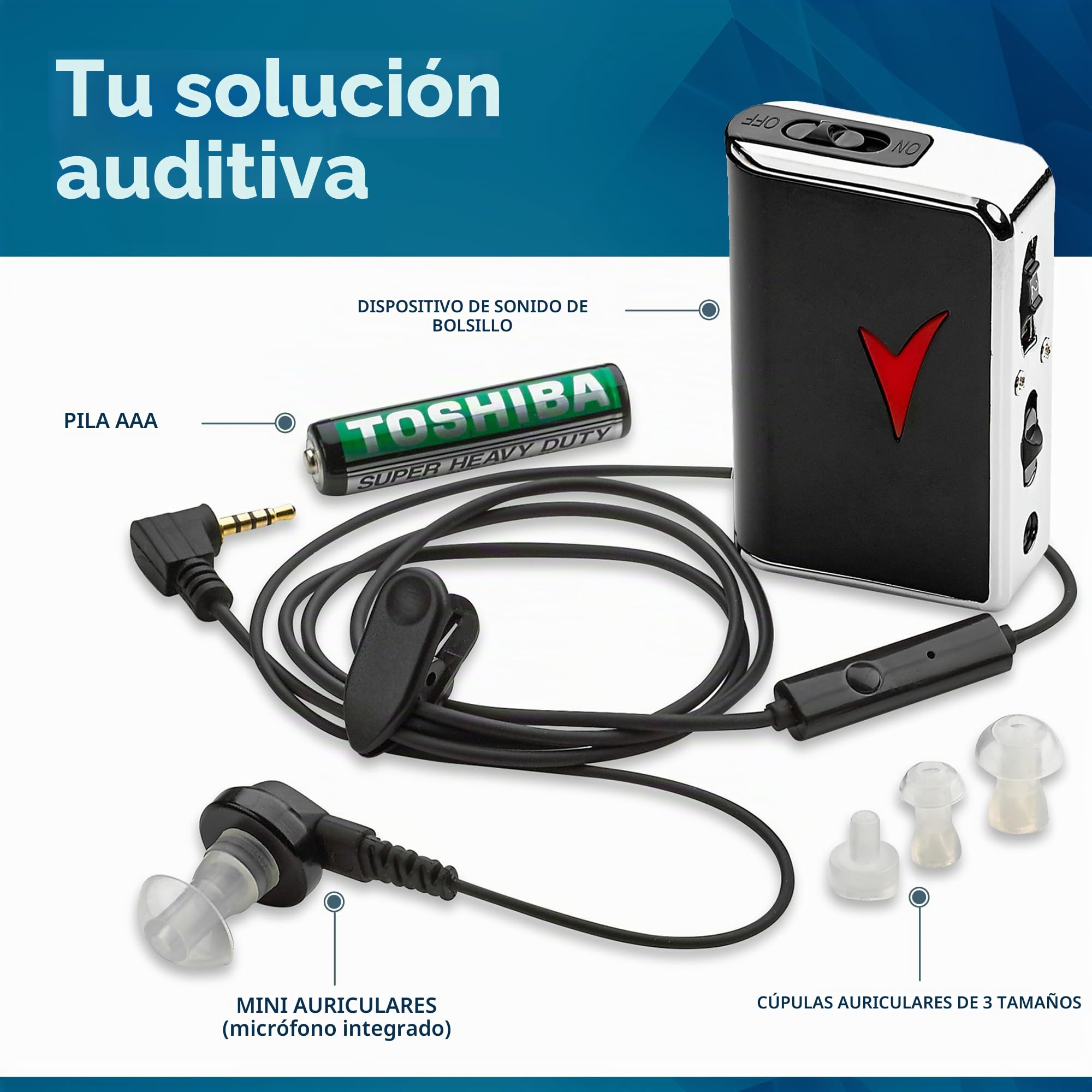Amplificador de sonido personal - Dispositivo amplificador de audio personal y dispositivo potenciador de voz para ganancia de sonido de 50dB, hasta 30 metros de distancia, dispositivos auditivos de