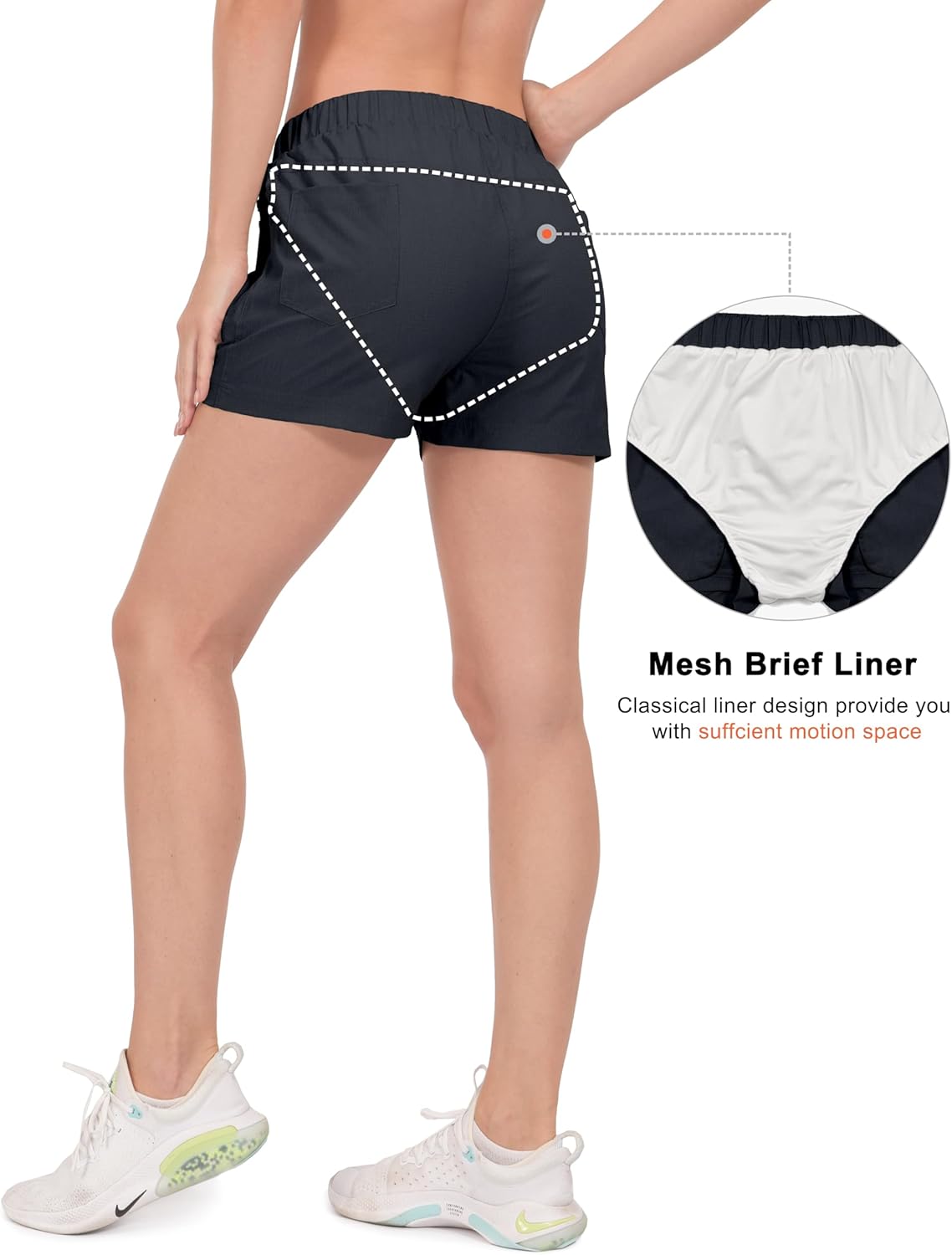 Little Donkey Andy Women's 3 inch Hiking Shorts Quick Dry Lightweight Summer Athletic Shorts with Zipper Pockets