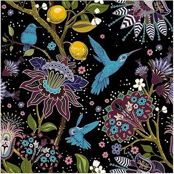 Peel and Stick Wallpaper Black Floral Wallpaper for Bathroom