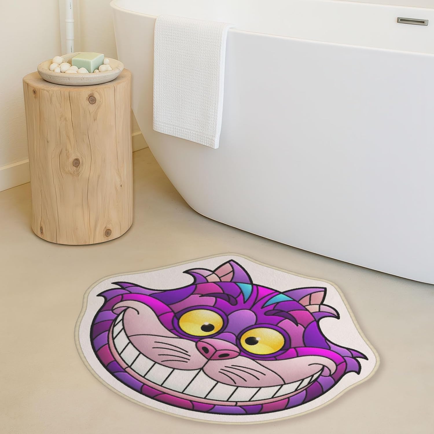 Allenjoy 30.7" x 25.9" Wonderland Cat Rug Bath Mat - Carpet for Bathroom Kitchen Living Room Decor, Non-Slip Durable Washable, Gifts for Kids Boys Girls Men Women