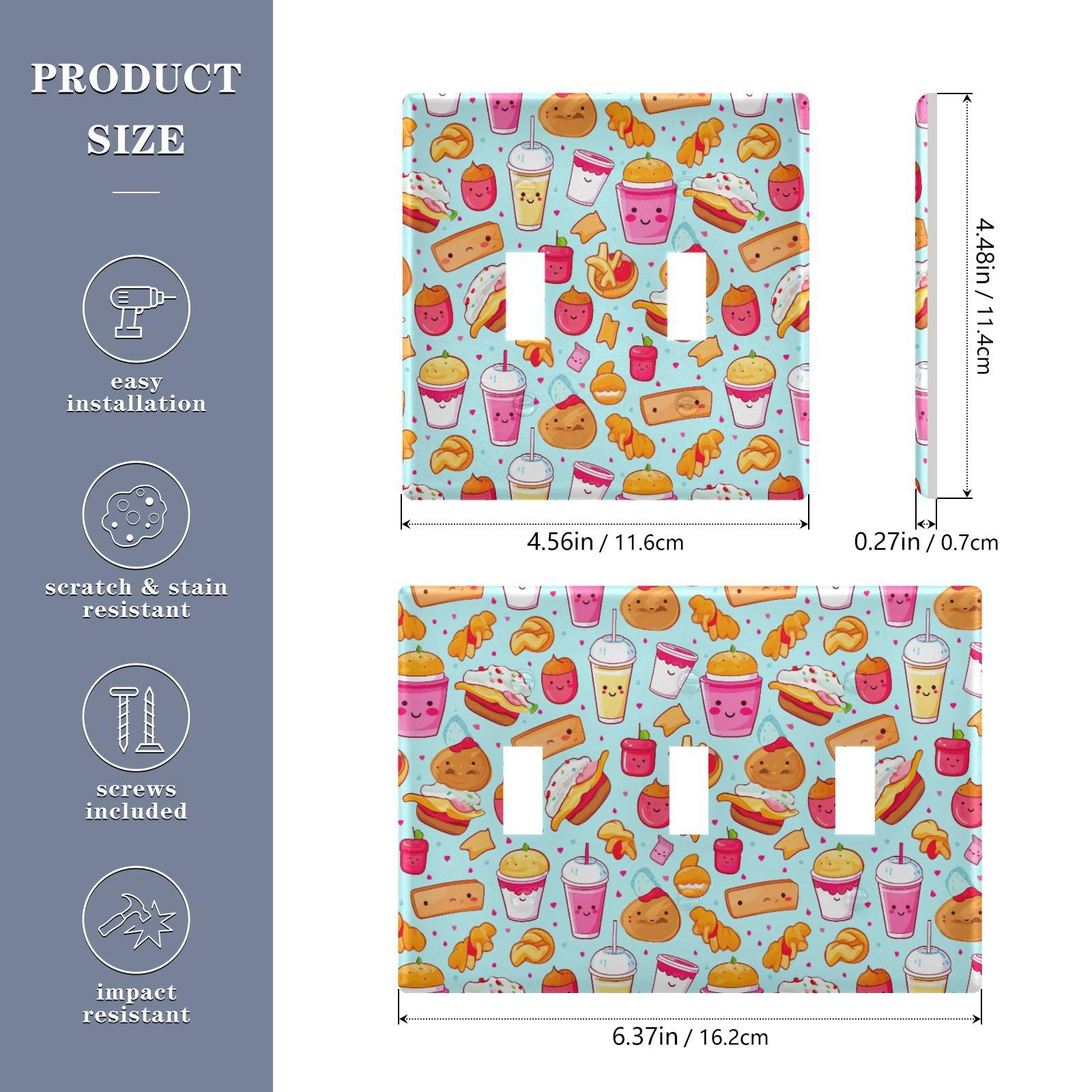 UMIRIKO Cartoon Food Light Switch Cover Plate Covers Decorative Double Toggle Home Decor 202a8510