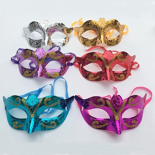 Vista 2 de Arlai Pack of 12, Gold shining plated party mask wedding props masquerade mardi gras mask