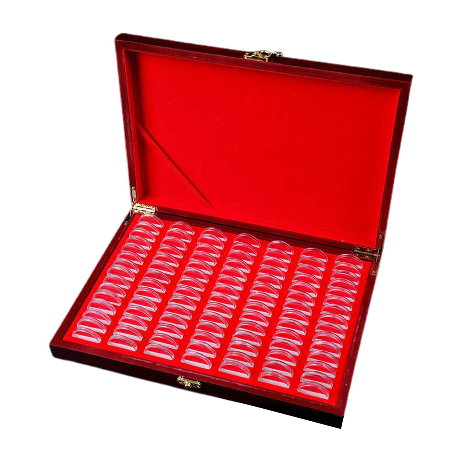 Caja de almacenamiento de monedas de madera para uso coleccionable, 100 unidades
