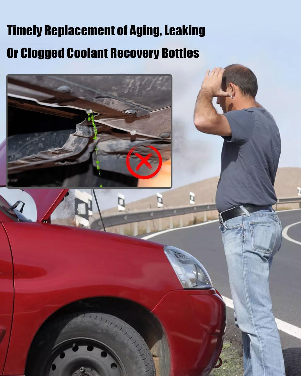 Upgrade Aluminium Alloy Coolant Recovery Bottle Fit for Jeep Wrangler JL JLU 2018+ Gladiator JT 2.0 and 3.6L Model 2020+ Replace 68364312AC, Front Engine Coolant Reservoir Tank Bottle