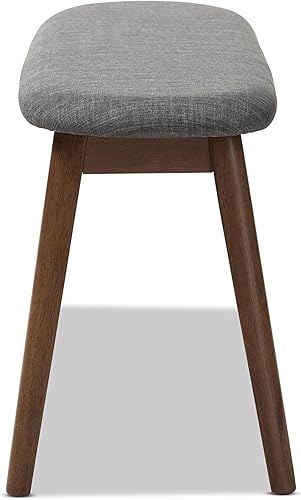 Miniatura 5 de Baxton Studio Easton - Banco de madera tapizado de tela gris oscuro moderno de mediados de siglo Gris oscuro,Gris