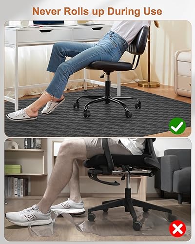 Vista 36 de Blvornl Tapete grande para silla de oficina para suelo de madera dura, tapete para silla con ruedas para madera dura, protector de suelo duro Gris