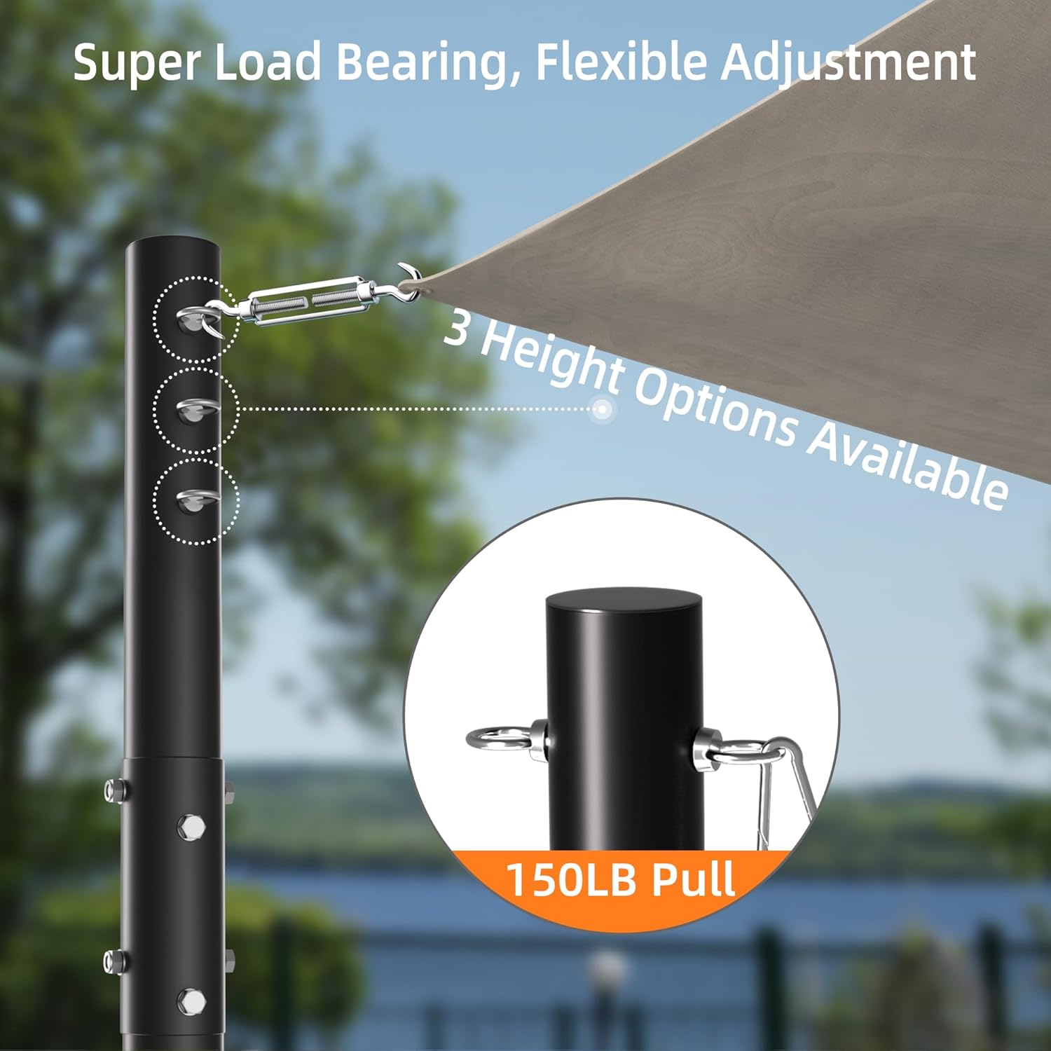 2 Pack Shade Sail Poles, 10 FT Heavy Duty Sun Shade Poles for Outdoor, 2.6’’ Diameter Steel Sun Sail Poles for Ground Patio Lawn Garden Deck, Metal Poles for Canopy Awning Shade Cloth