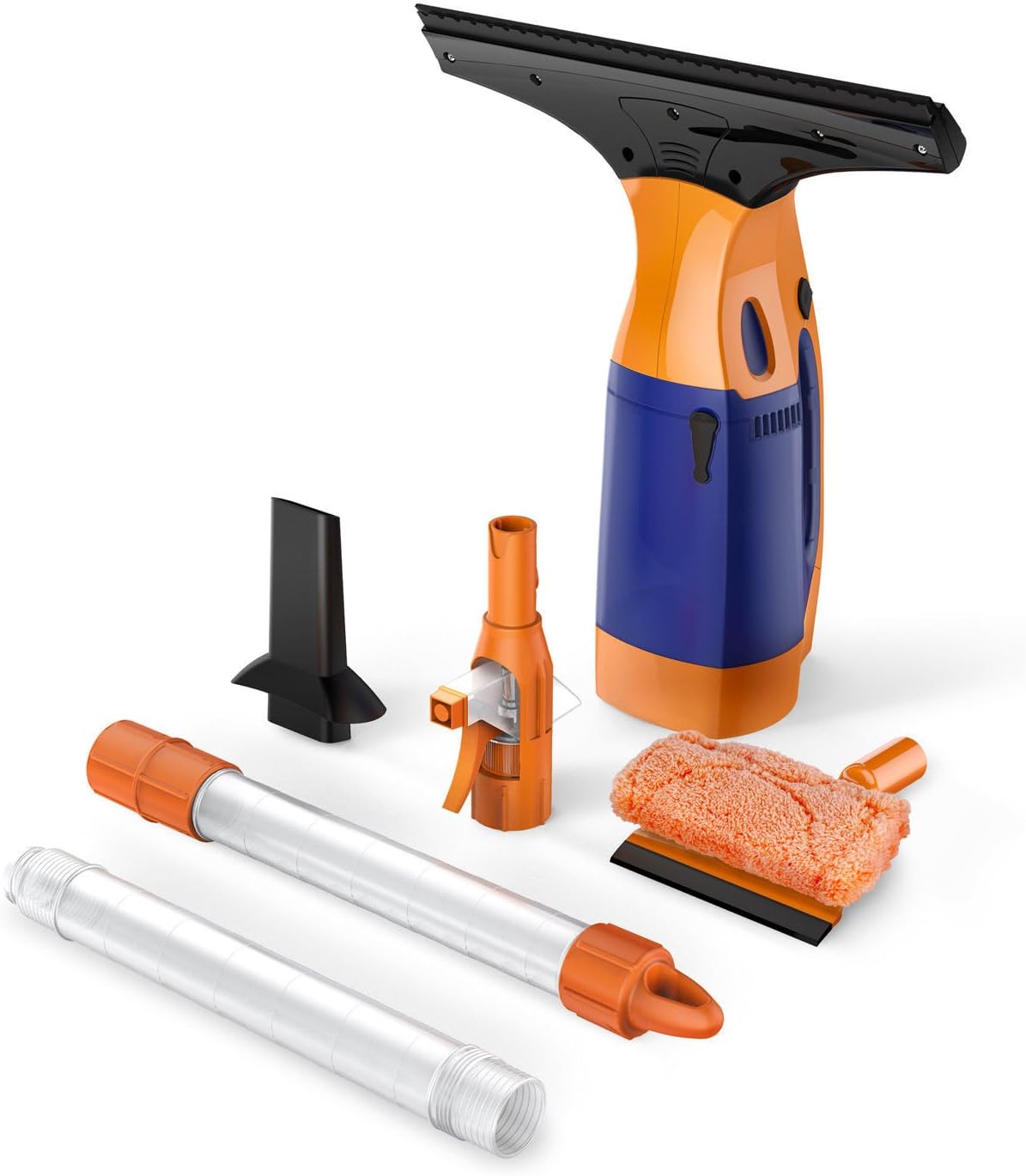 BESTEK Telescopic Window Vacuum Cleaner, Cordless Window Cleaning Rechargeable Tool Kit, with 2 Extension Telescopic Tube, Spray Bottle
