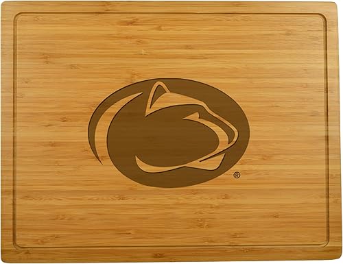 Picnic at Ascot Penn State - Tabla de cortar grande con licencia de Nittany Lions de bambú para queso/embutidos de 15 x 11 pulgadas