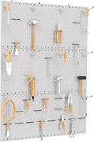 Vista 2 de TORACK 3 piezas de paneles de tablero de clavijas de metal (30x61 cm) para almacenamiento de herramientas de garaje en pared, tablero de clavijas