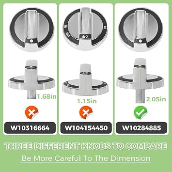 5 Pack W10284885 Range Surface Burner Control Knobs, Cooktop Knobs Replacement for Whirlpool Gas Range Stove Oven, Replace WPW10284885, PD00005137, PS11752001, 1874811, AP6018699, EAP11752001