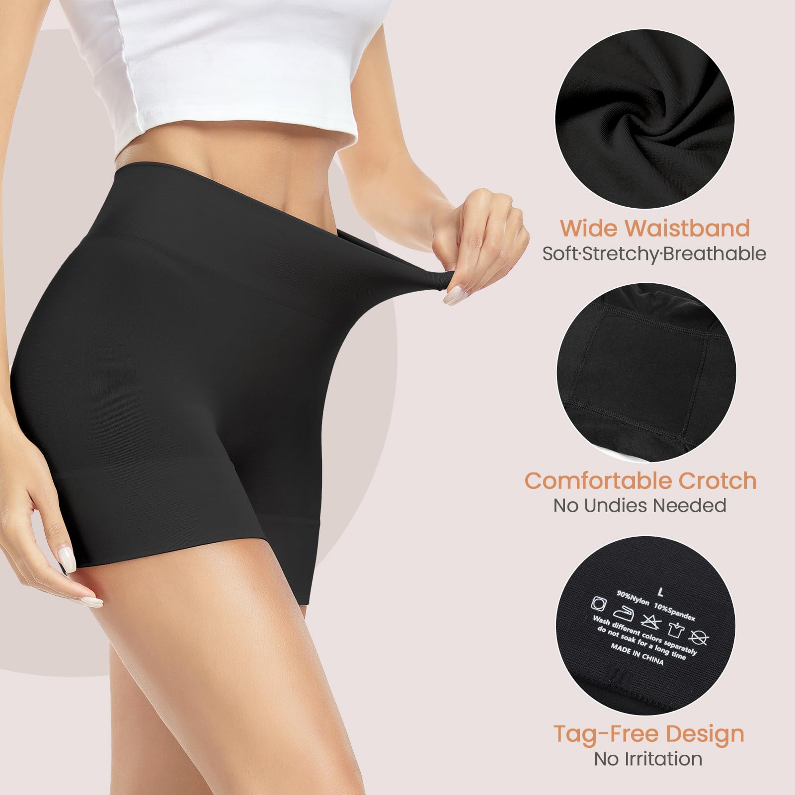 BESTENA Paquete de 3 pantalones cortos para debajo del vestido, pantalones cortos antirozaduras, pantalones cortos para mujer