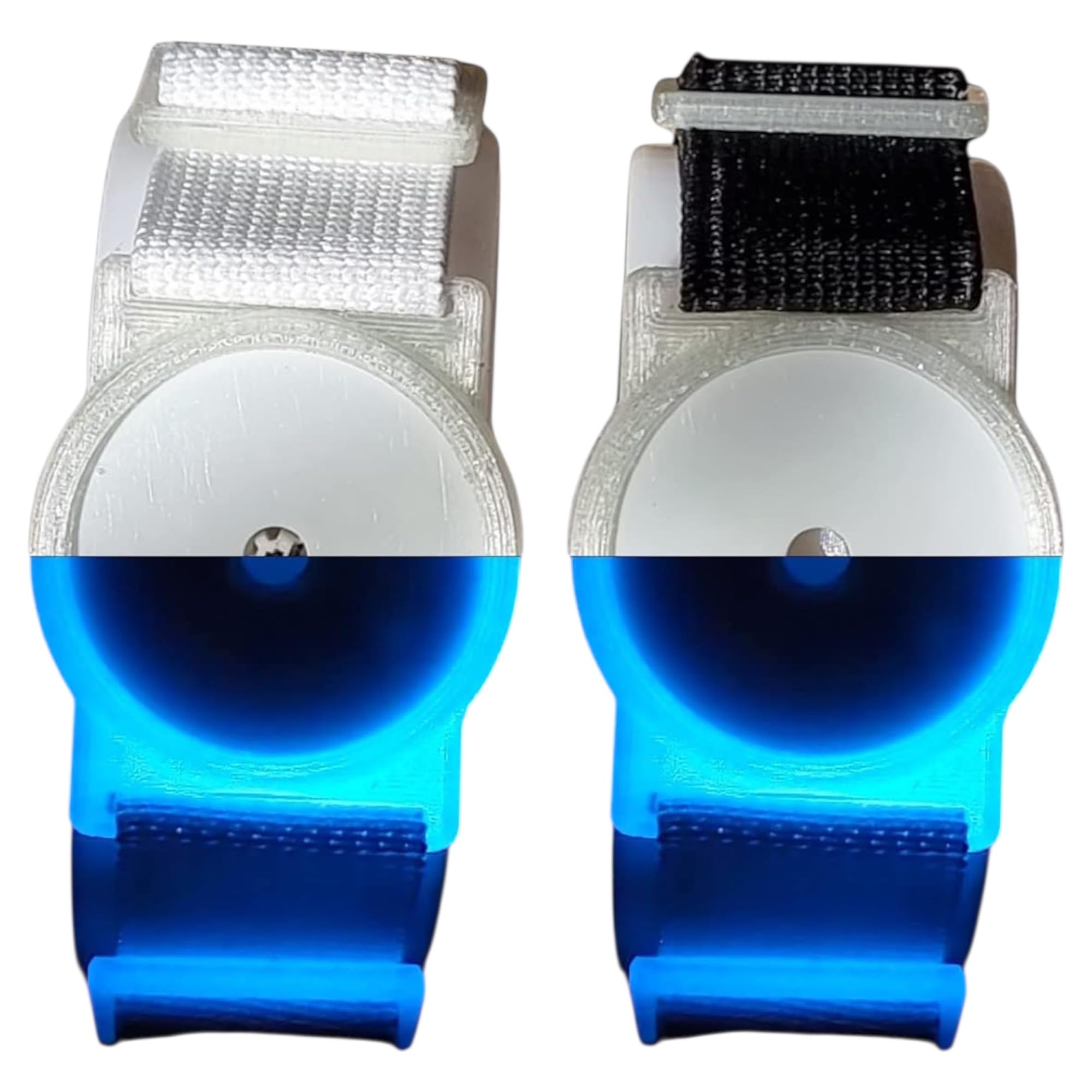 Cgm Clips Uk Black Strap - Sensor Armband Holder/Protector Compatible With Freestyle Libre 1/2 - Blue Glow In The Dark (Black Strap)