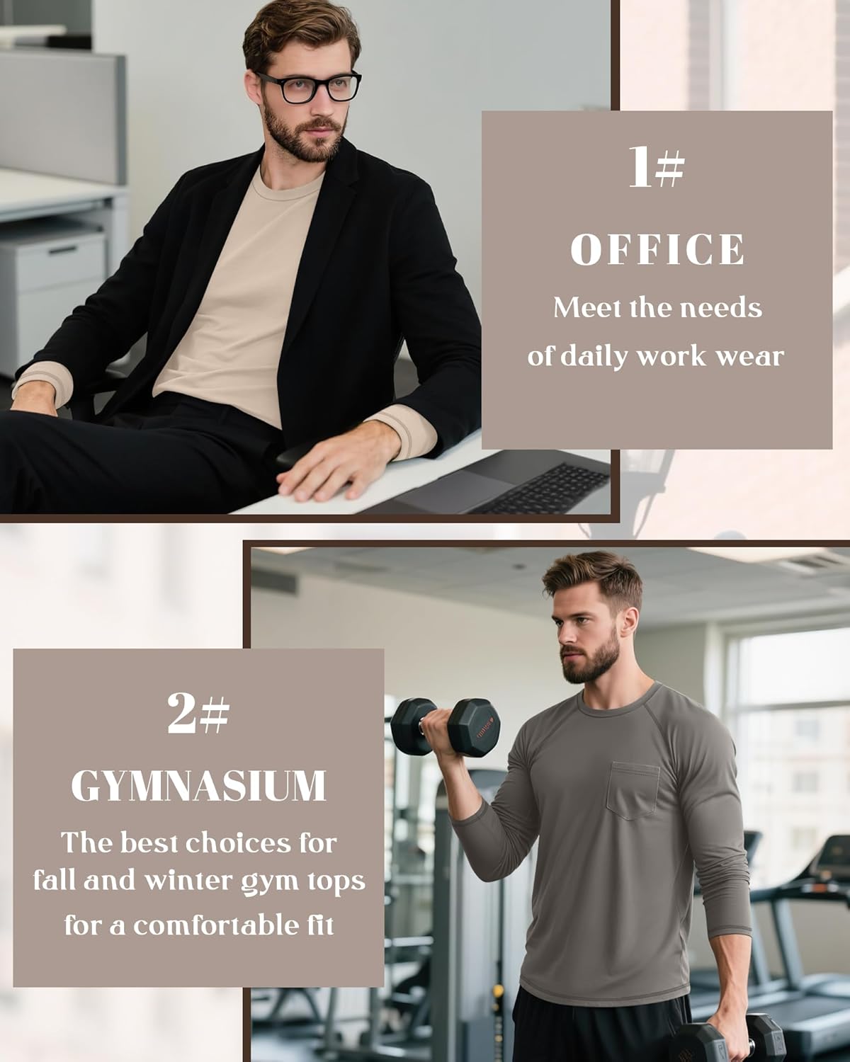 Neer 3 Pack Men's Big and Tall Shirts Long Sleeve Crew Neck Raglan Tops XL-7XL Plus Size Loose Casual Tees with Pocket - Image 5