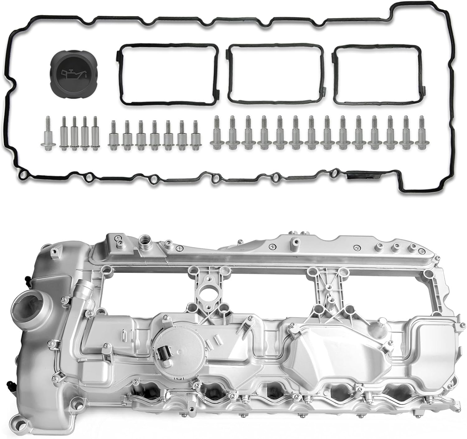 Engine Valve Cover Compatible with BMW X1 X3 X4 X5 X6 335i 535i 740i 640i 135i 135is 335i 435i 530i 535i 640i 740i 740Li ActiveHybird 3 5 7 M2 M235i 3.0L 2011-2019 Replace 11127570292