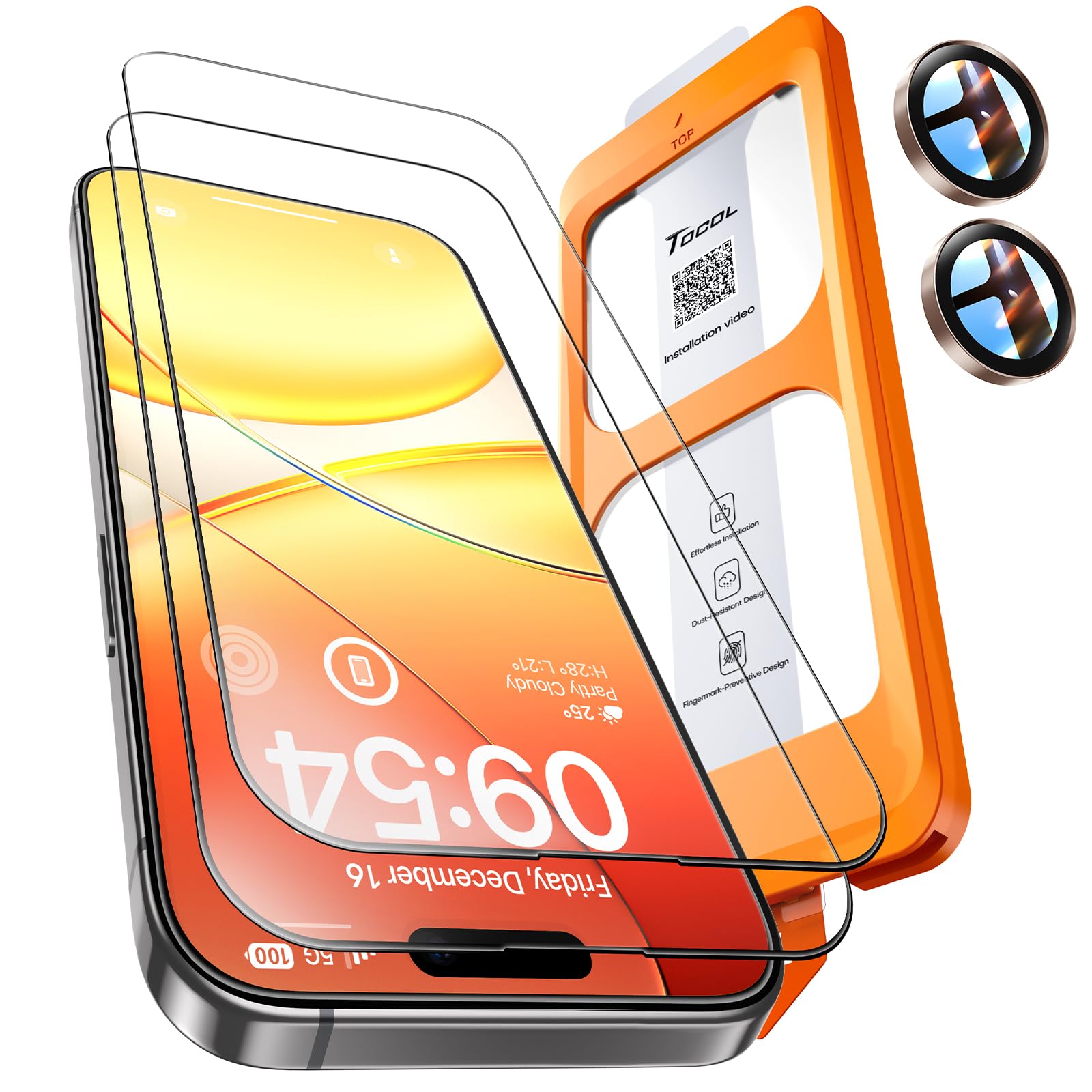 TOCOL Panzerfolie mit Kameraschutz für iPhone Serie