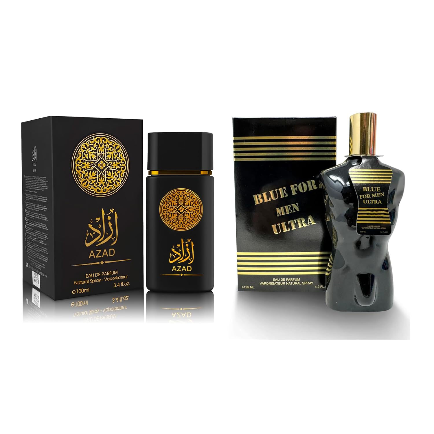 AZAD Men's Perfume Set, 2 x 100ml Eau de Parfum | Spicy Woody Fragrance with Tobacco, Coffee & Pine | Bold & Sophisticated Scent for Men | Long Lasting Gift Set (AZAD&Blur for men ultra)