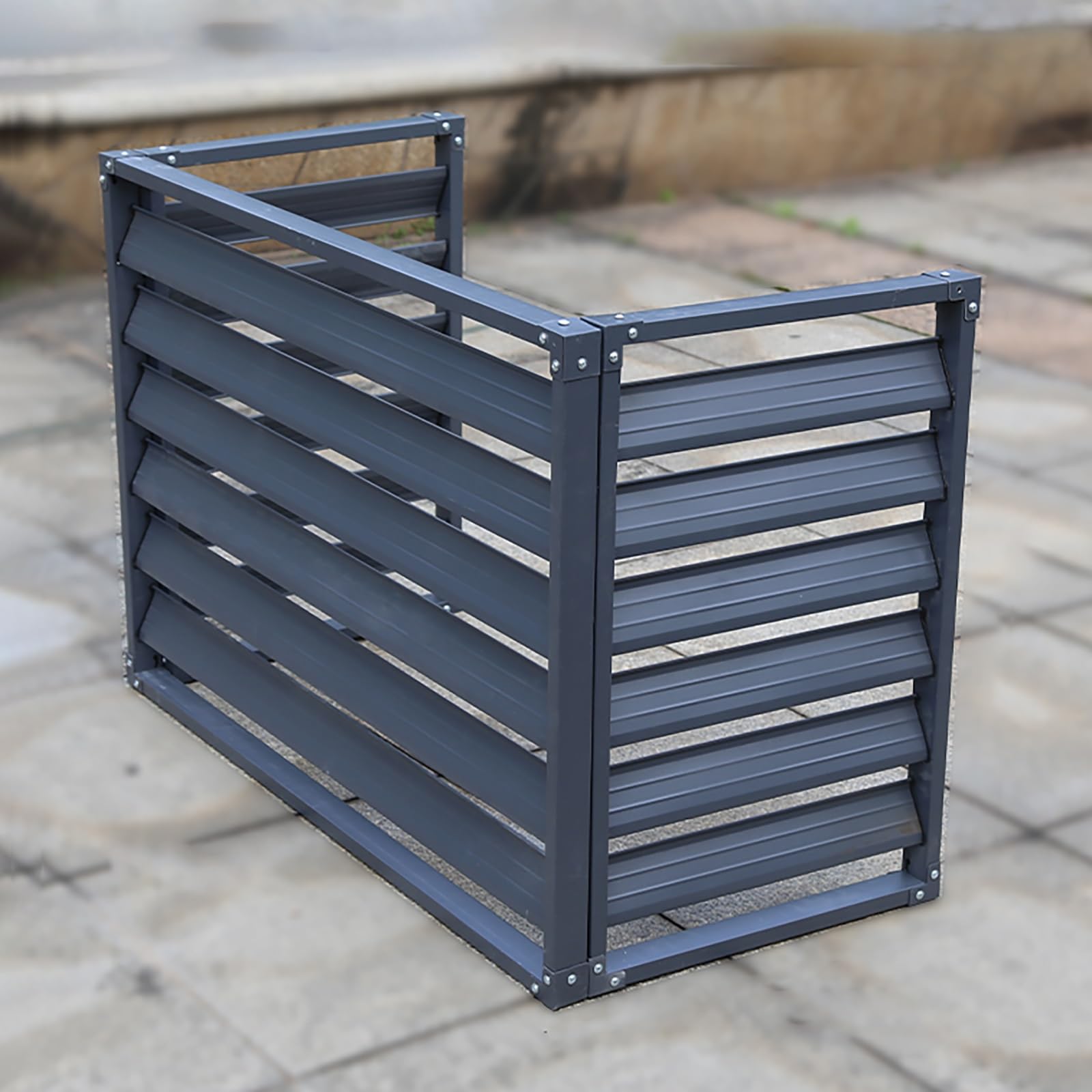 Outdoor Air Conditioner Cover For Outside Units, Aluminum All Weather Protective Cover, Outdoor Trash Can Enclosure Freestanding Privacy Screen Fence Panels AC Unit Cover Flower Stand ( Color : Gray 1
