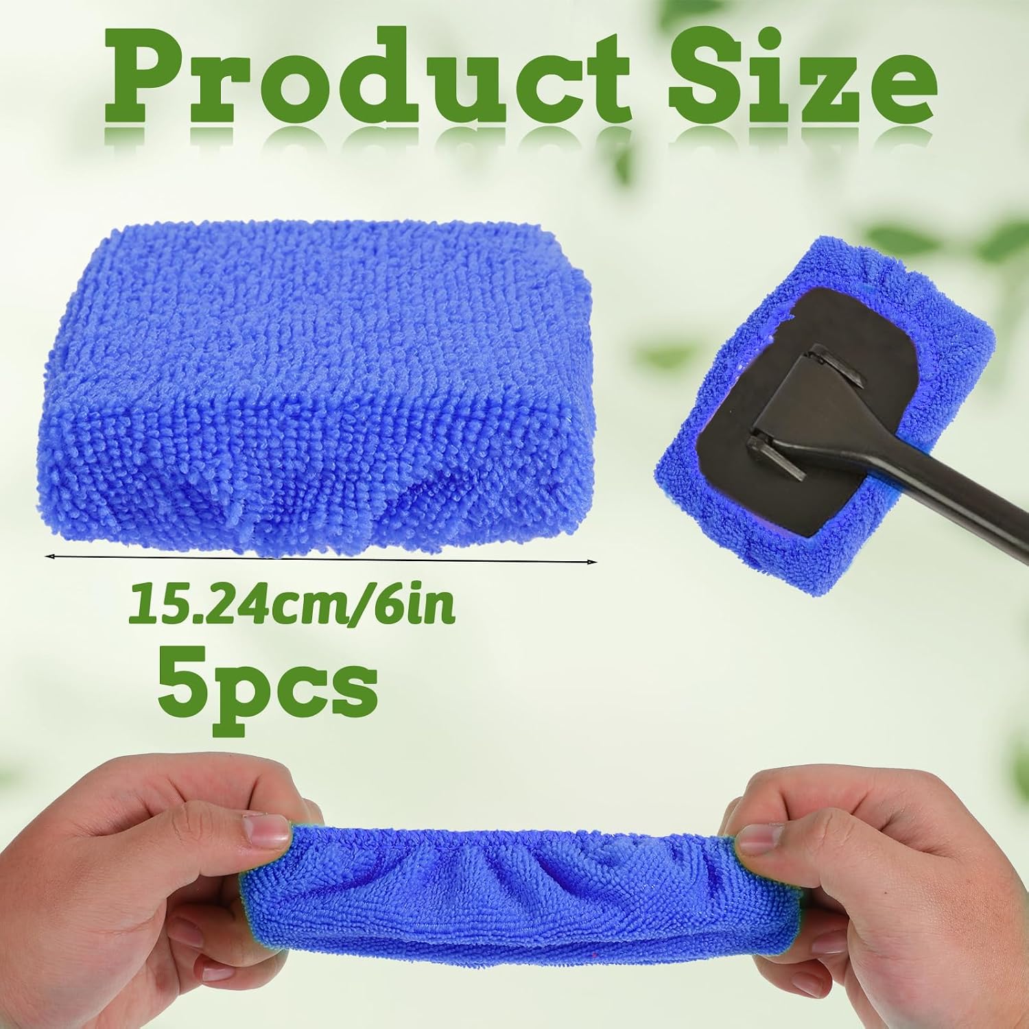 5 PCS Microfiber Cleaning Cloth for Windshield Cleaner, Reusable Microfiber Pads for Car Window Cleaning Tools, Interior Auto Glass Bonnets, Soft Lint-Free Washing Covers Fit 4X6 Inch Tools (Blue)
