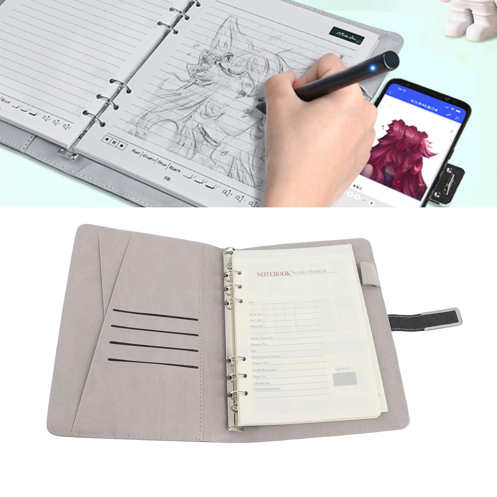 Fabater Smart Pen Notebook Set Bluetooth 5.0 Notebook Digitale Innovativo per Studenti e Creatori con Sincronizzazione in Tempo Reale (#3)