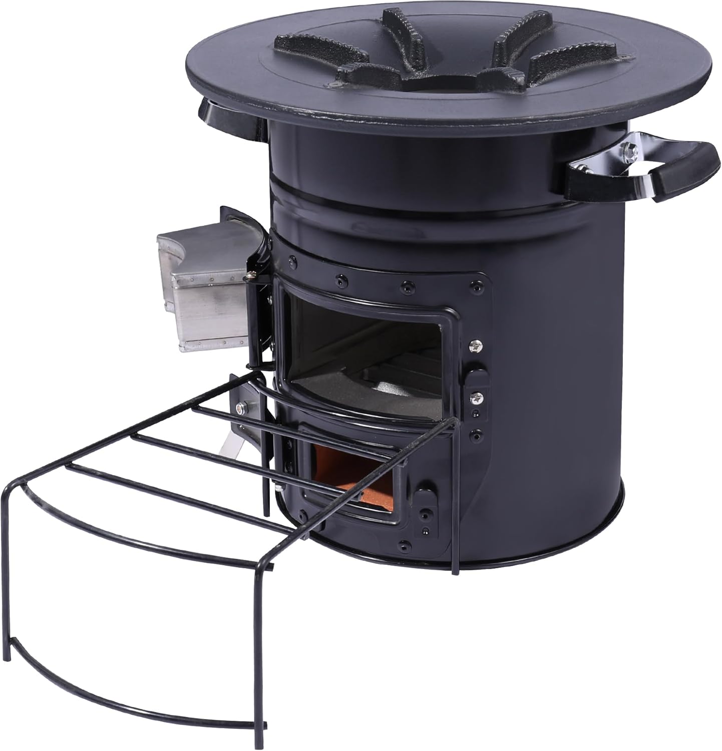 Product image of Lineslife Camping Rocket Stove Wood Burning Portable for Cooking, Outdoor Camping Wood Stove with Carrying Bag for Backpacking Emergency RV Survival, Versatility of Fuel, Black Two Doors 12.6"