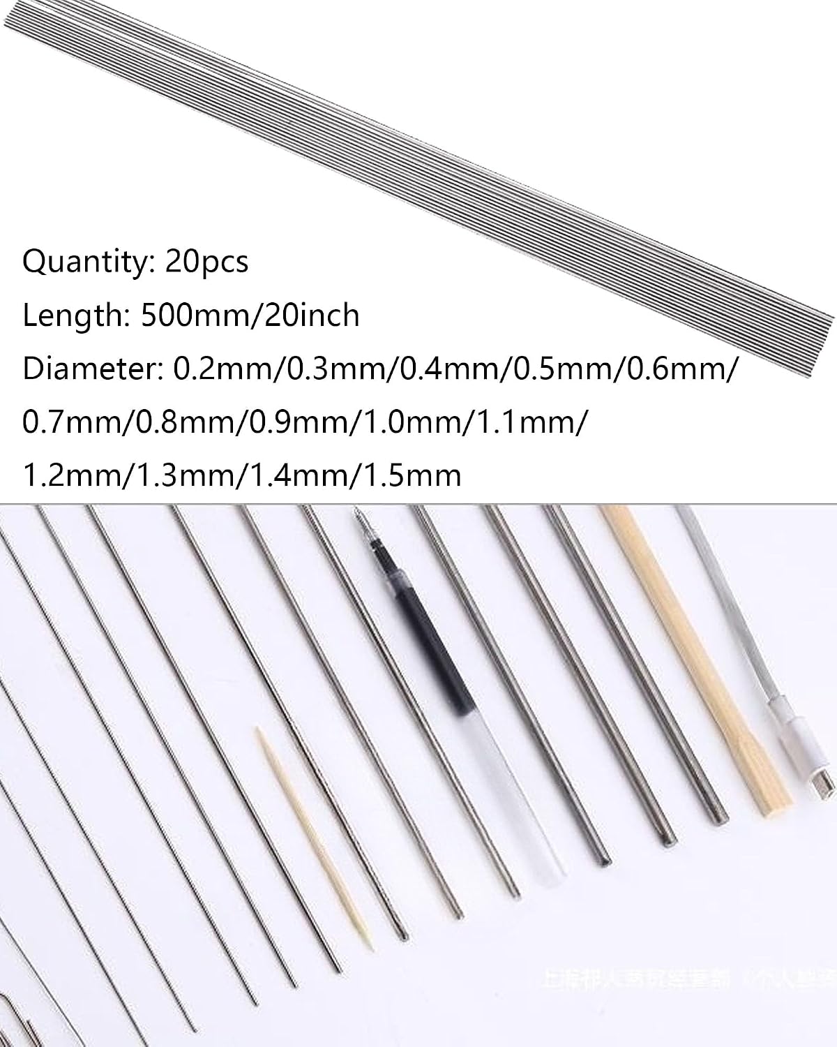 20PC 50CM Stainless Steel Spring Wire Assortment Kit - Durable, Corrosion Resistant, and Versatile for DIY Projects(0.9mm)
