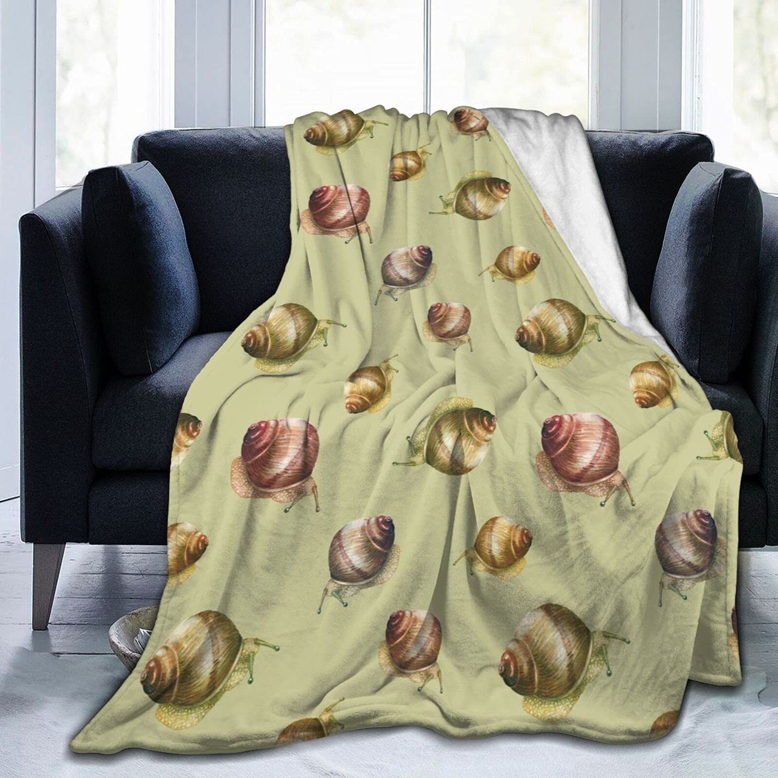 YINGD Soft Blanket Watercolor Snails Flannel Throw Blankets,Warm Single Blanket Anti-pilling Washable Blanket for Adults and Children 125x100cm