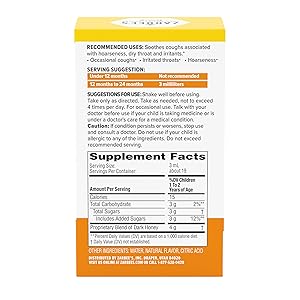 Zarbee's Baby Soothing Honey Cough Syrup for Babies 12-24 Months, Safe & Effective Cough Syrup with Soothing Dark Honey for Occasional Coughs, Drug & Alcohol-Free, Peach & Honey, 2 fl. oz
