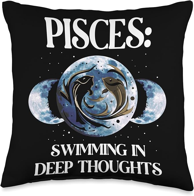 Pisces swimming in deep thoughts Throw Pillow