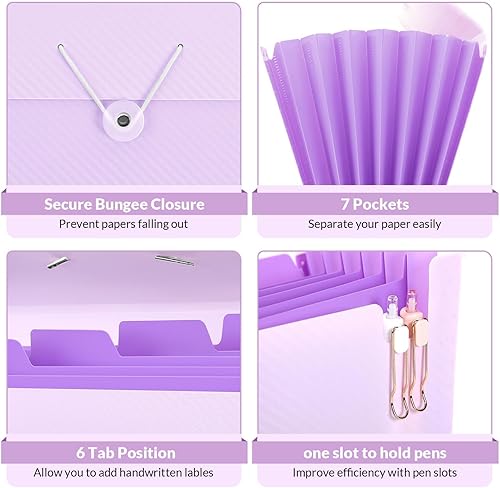 Miniatura 4 de SKYDUE Organizador de archivos de acordeón, carpeta expandible de 7 bolsillos tamaño carta para el hogar, la escuela y la oficina, organizador de