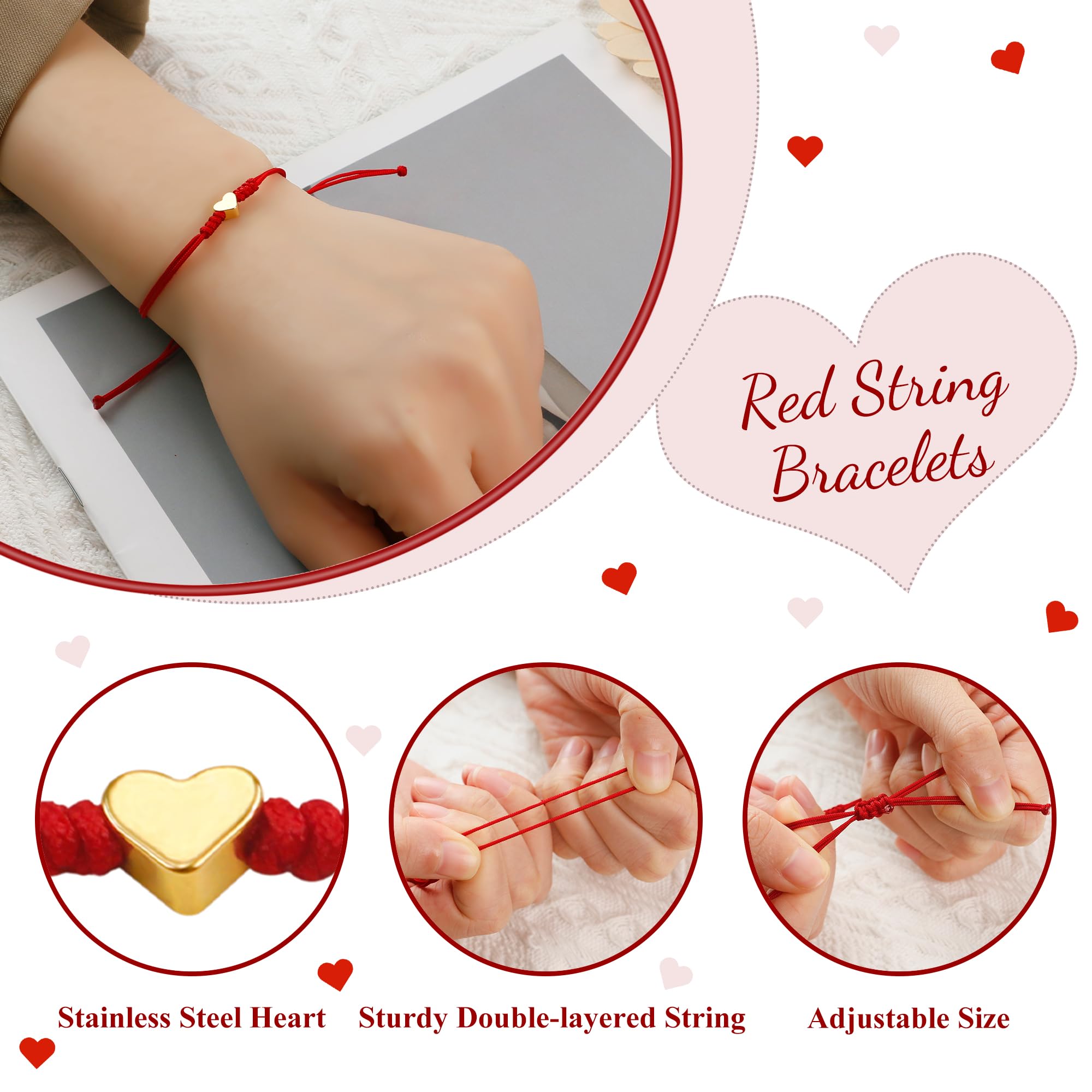 PEALICIOUS Father and Daughter Bracelets, 2PCS Fathers Day Gift from Daughter with Red String Bracelet, Back to School Pinky Promise Jewelry Matching Couple Best Friend for Her as Protection Jewelry