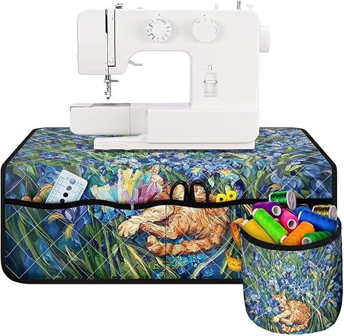 Miniatura 23 de Estera de máquina de coser con flores brillantes y florales bohemias, reduce la vibración, antideslizante, organizador duradero