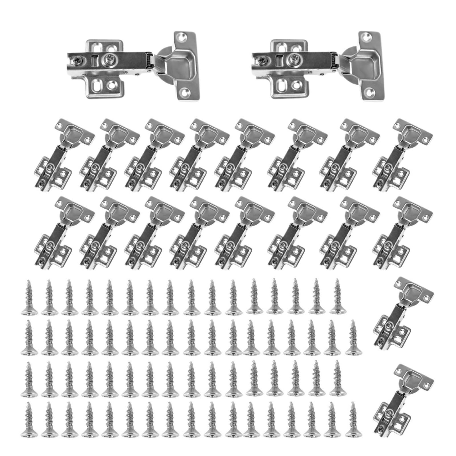 Urgbcklas 8Pc 10-20Pcs Stainless Steel Cabinet Door Hinges Hydraulic Damper Buffer Soft Close Quiet Wardrobe Concealed With Screws(8Pc)