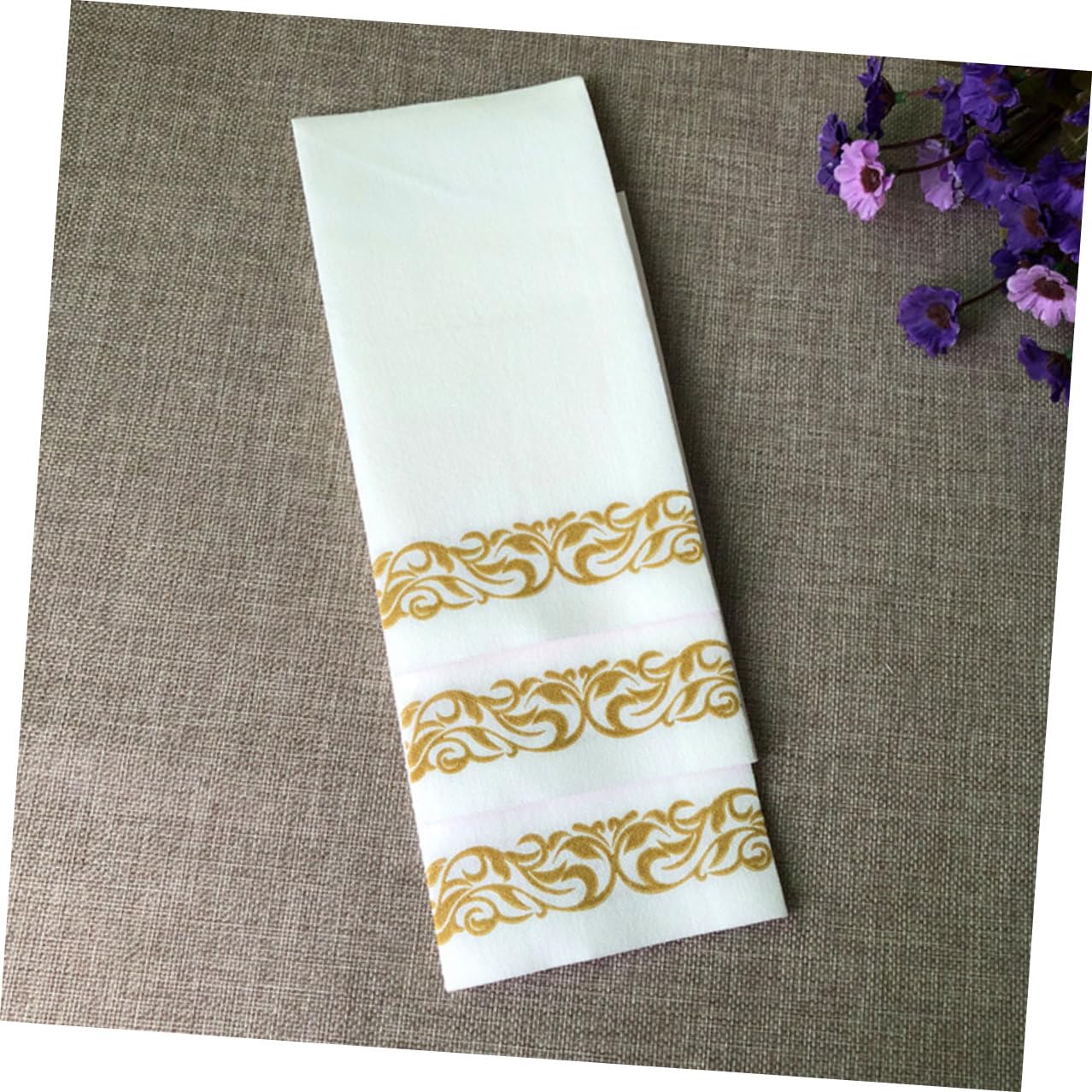 50 Stück Goldene Papier servietten mit Blumenmuster Einweg tischservietten für Hochzeit Party Festliche Stilvolle Dekoration für Empfang und Feier
