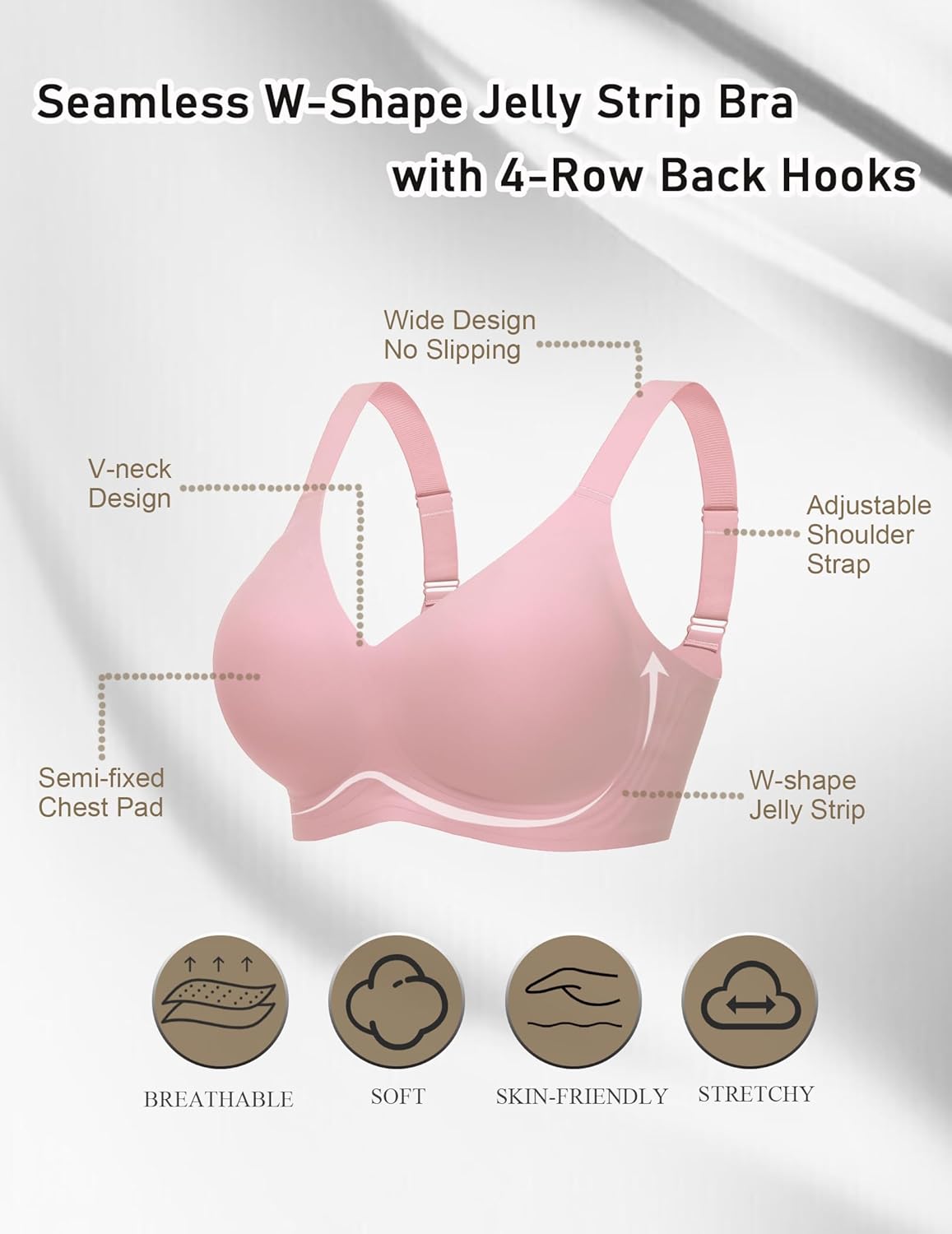 Avidlove Bras for Women Seamless Bra Full Coverage T Shirt Bralettes V Neck Wireless Bra Comfortable Brassiere - Image 3