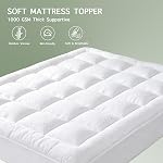 Twin XL Mattress Topper Viscose Derived from Bamboo for Back Pain Relief,1000 GSM Thick Pillow Top Mattress Pad,Deep Pocket Fits Mattress 8"-21",Soft Breathable Mattress Cover White
