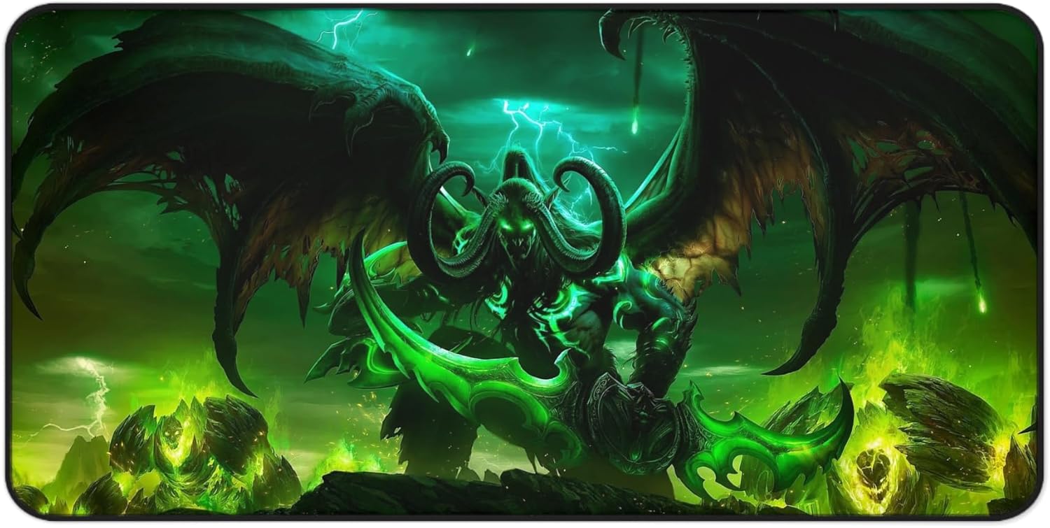 Illidan Demon Hunter Gaming Desk Mat Mouse Pad Playmat 12x18 12x22 16x32