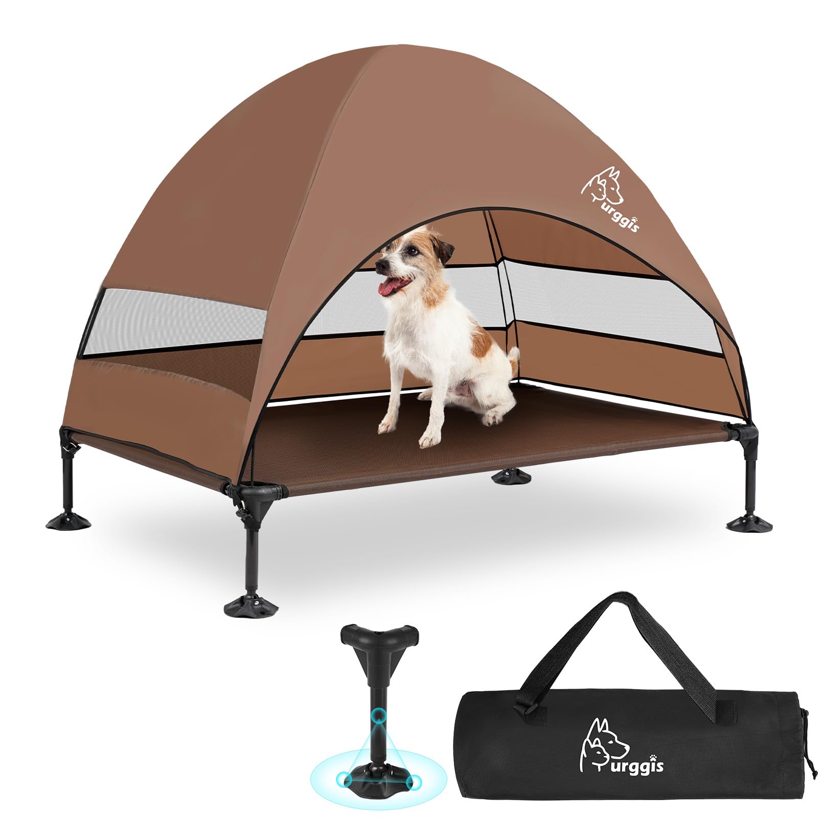 Upgraded Elevated Dog Bed with Canopy, Portable Raised Outdoor Dog Bed with Stable Anti-Slip Feet, Wider Shade Pet Bed Cot, Raised Dog Beds for Large Dogs Camping, Indoor & Outdoor Use