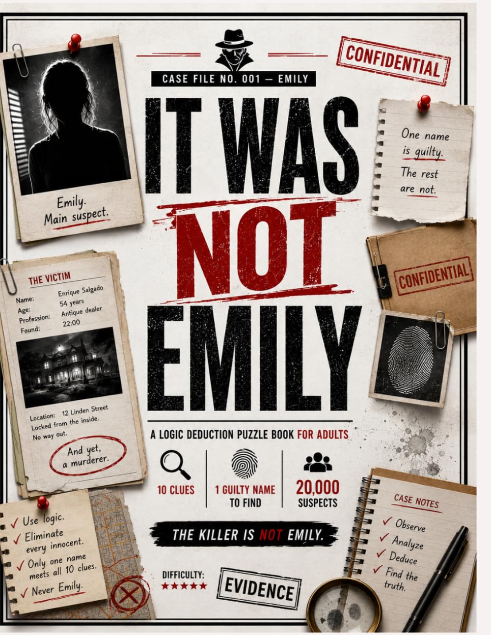 It Was Not Emily: A Brain-Teasing Detective Puzzle for Adults | 20,000 Suspects • 10 Clues • One Guilty Name