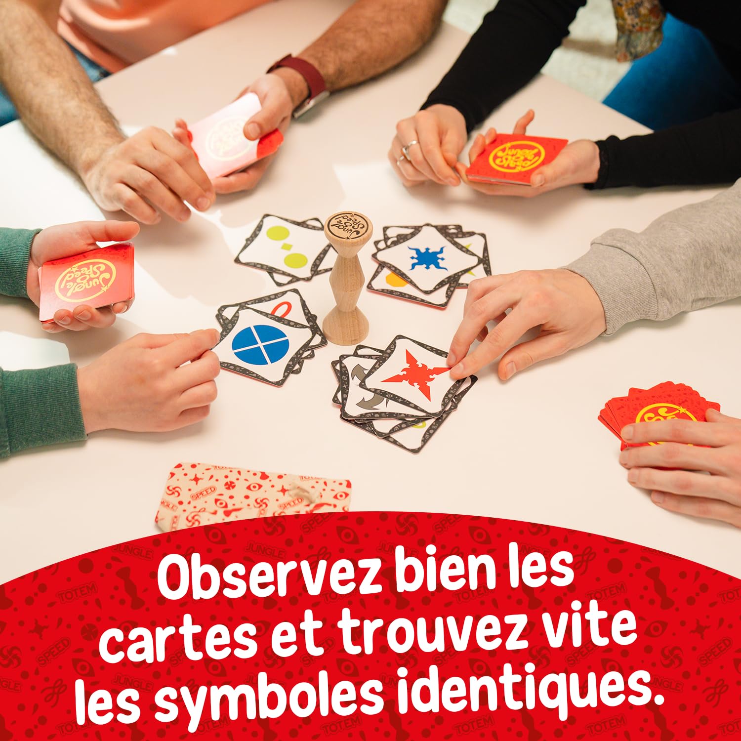 Asmodee Jungle Speed Classique Jeu de Rapidité Enfants 7 Ans 2-10 Joueurs Version Bois Eco-Responsable