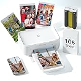 HPRT 4x6 Photo Printer with 108 Sheet & 2 Ribbon, Portable Picture Printer for iPhone & Android Smartphone, Instant Photo Printer, Bluetooth Small Phone Photo Printer, Home Use, Ideal Gift, White