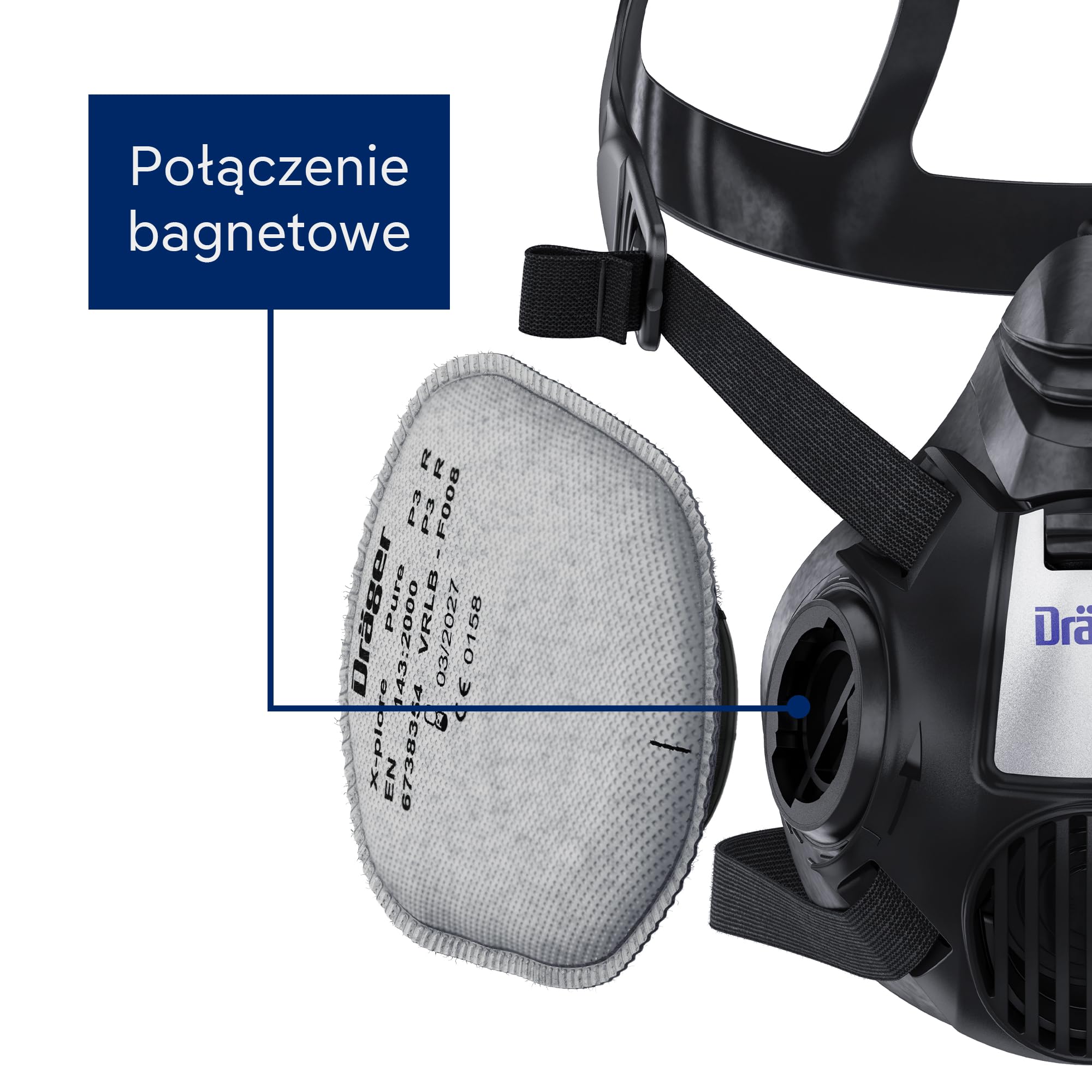 Filtr cząsteczkowy bagnetowy Dräger X-plore Pure P3 Odour do aerozoli/cząsteczek i zapachów | 10 par | Filtry zamienne do masek pełnych i półmasek X-plore 3300, 3500 i 5500