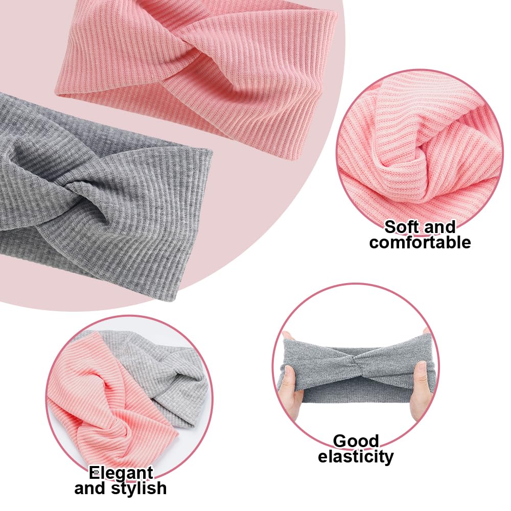 Norhogo 4 fasce per capelli estive da donna, larghe fasce elastiche con croce di cotone, fascia per capelli, nodi, sport, headwrap yoga, per donne e ragazze, stile-b