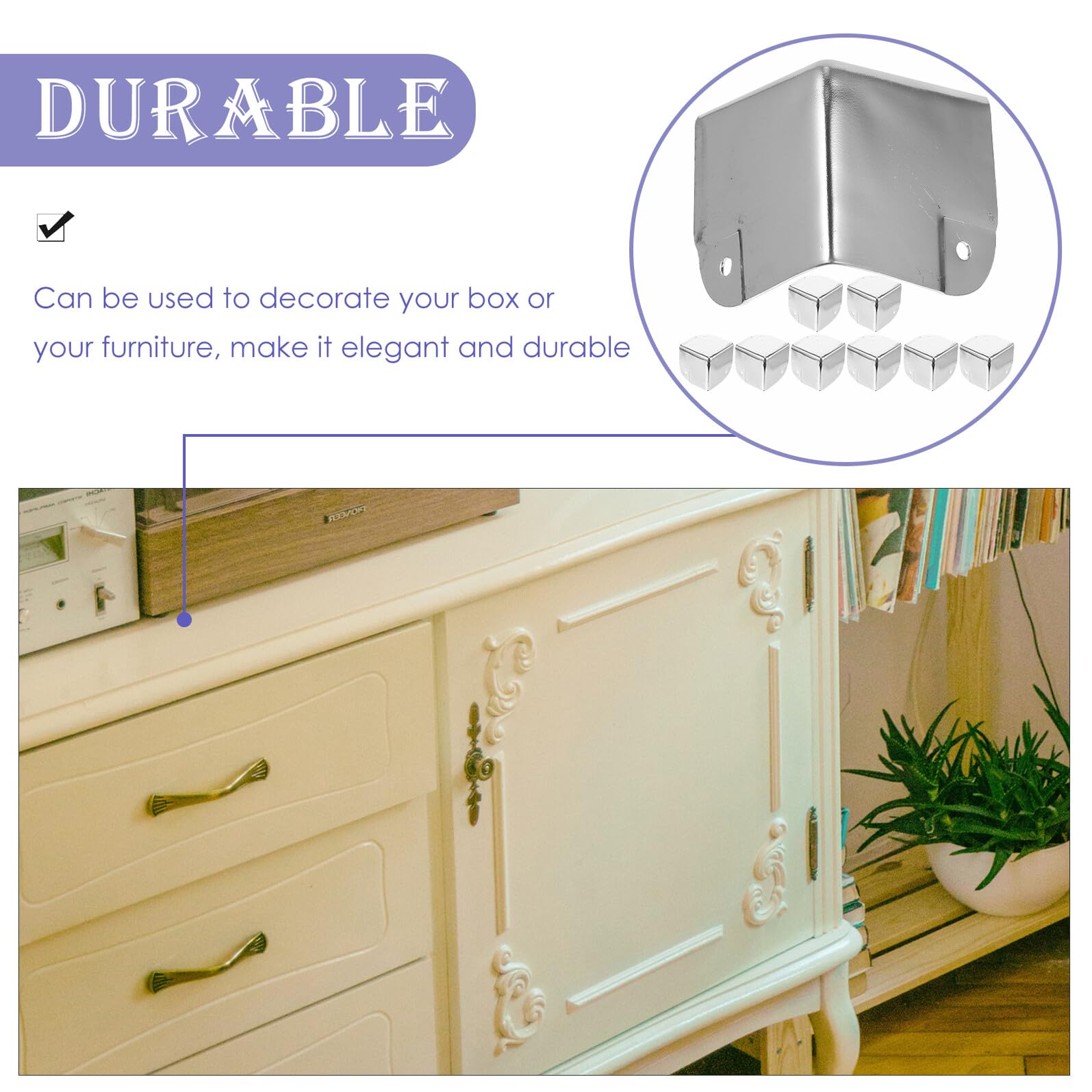 Housoutil 10 piezas Protector de Esquinas para Caja y Muebles Decorativo y Resistente para Gabinetes y Cajas de Madera