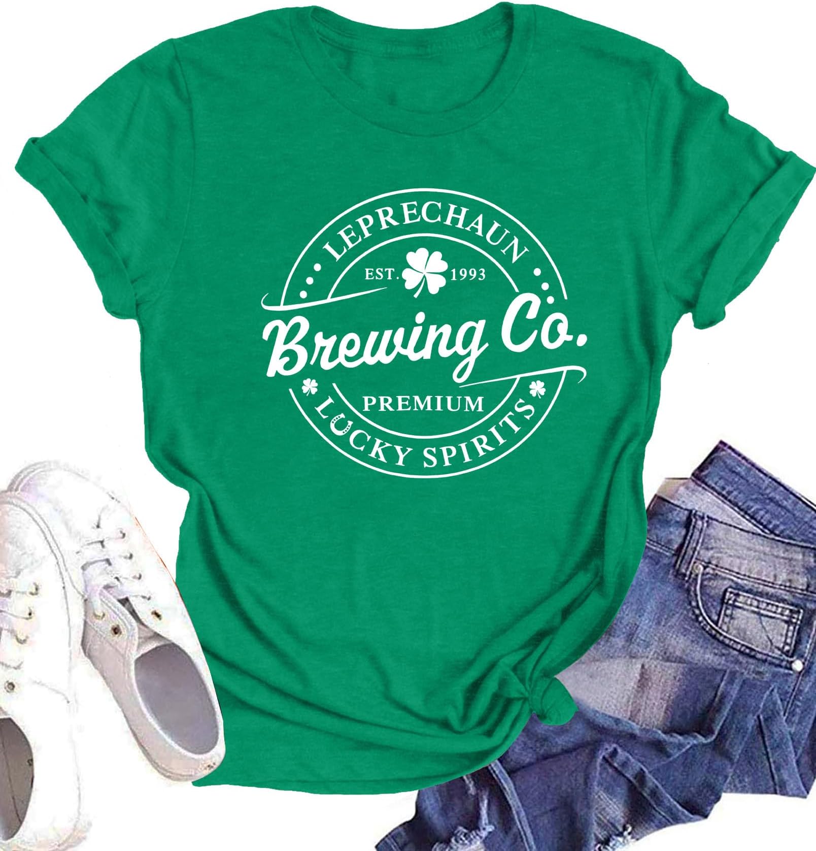 St. Patrick's Day Shirts for Women Shamrock Heart Graphic Tees St Patty's Lucky T-Shirt Irish Tops